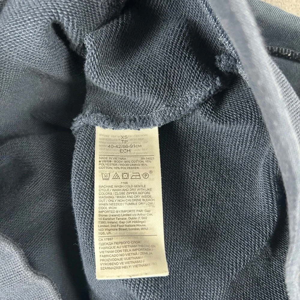 Banana Republic Full Zip Hoodie Mens XS Blue Cotton Blend Fleece Sweatshirt